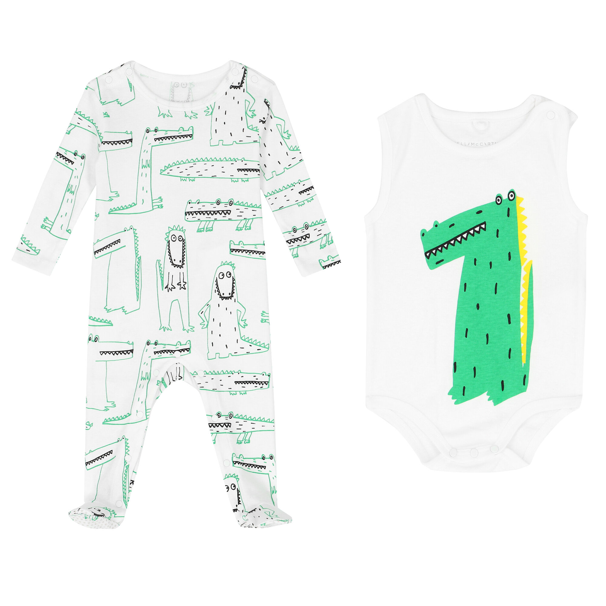 Stella McCartney White Green Babygrow Bodysuit Gift Set