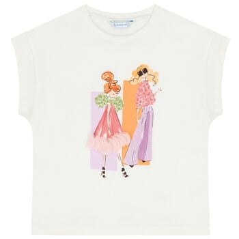 Girls White Sequin T-Shirt