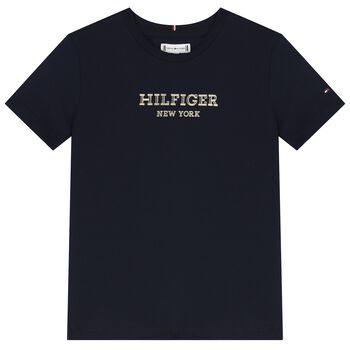 Girls Navy Blue Logo T-Shirt