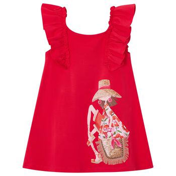 Girls Red Ruffled Dress