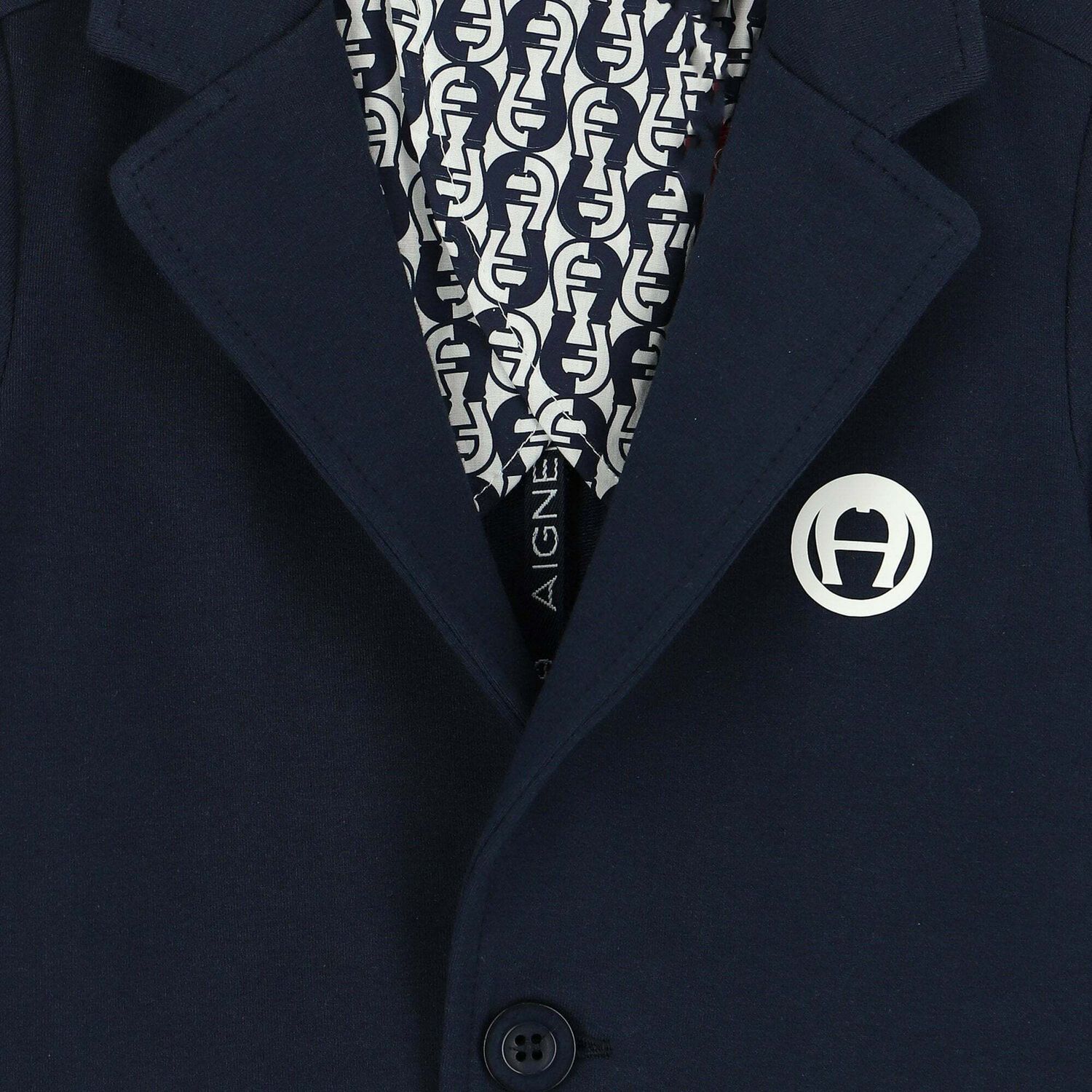 Boys Navy Blue logo Blazer, 1, hi-res