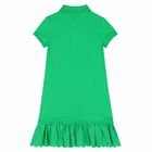 فستان بولو بالشعار باللون الاخضر للبنات, 1, hi-res