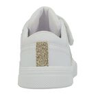 Younger Girls White & Gold Logo Trainers, 1, hi-res
