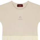 Girls Beige Logo Dress, 2, hi-res
