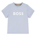 Younger Boys Mini Me Blue Logo T-Shirt, 11, hi-res
