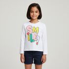 Girls White Embellished Long Sleeve Top, 1, hi-res
