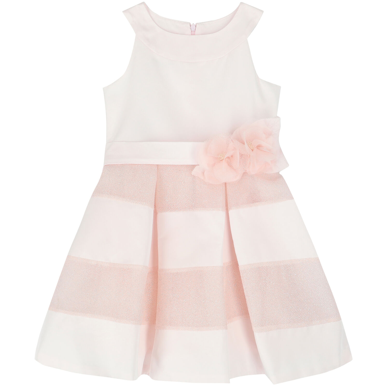 فستان بناتي مطرز باللون الزهري, 1, hi-res