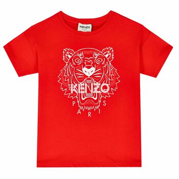 Girls Red Tiger Logo T-Shirt