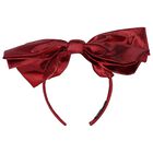 Girls Metallic Red Bow Headband, 2, hi-res
