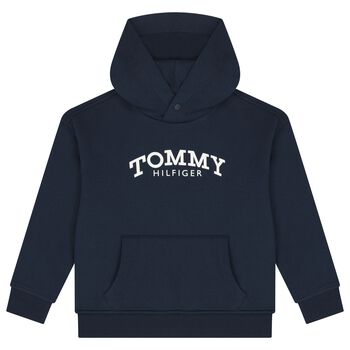 Boys Navy Blue Logo Hooded Top