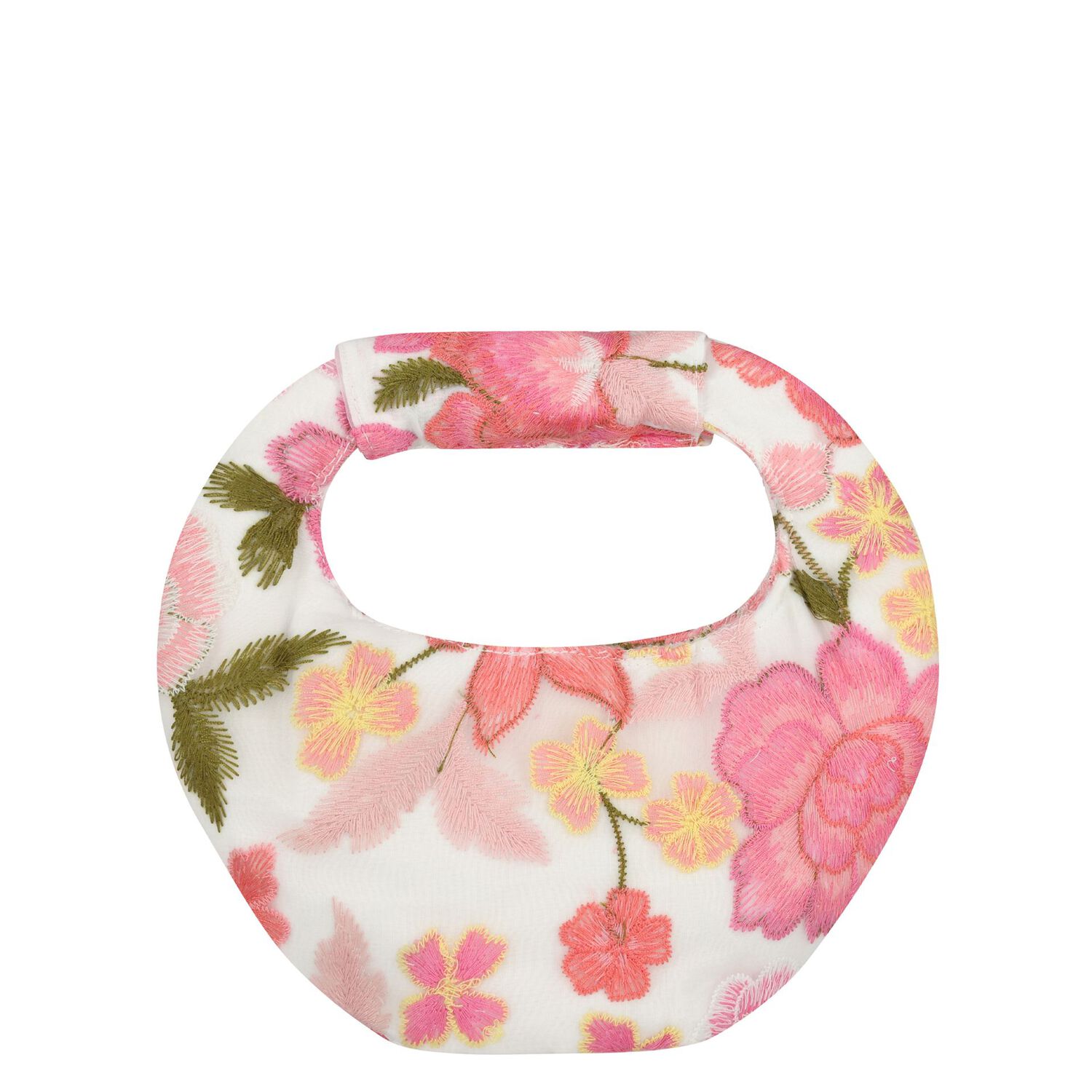 Girls White & Pink Embroidered Floral Handbag, 1, hi-res