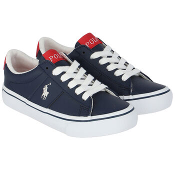 Boys Navy Logo Trainers