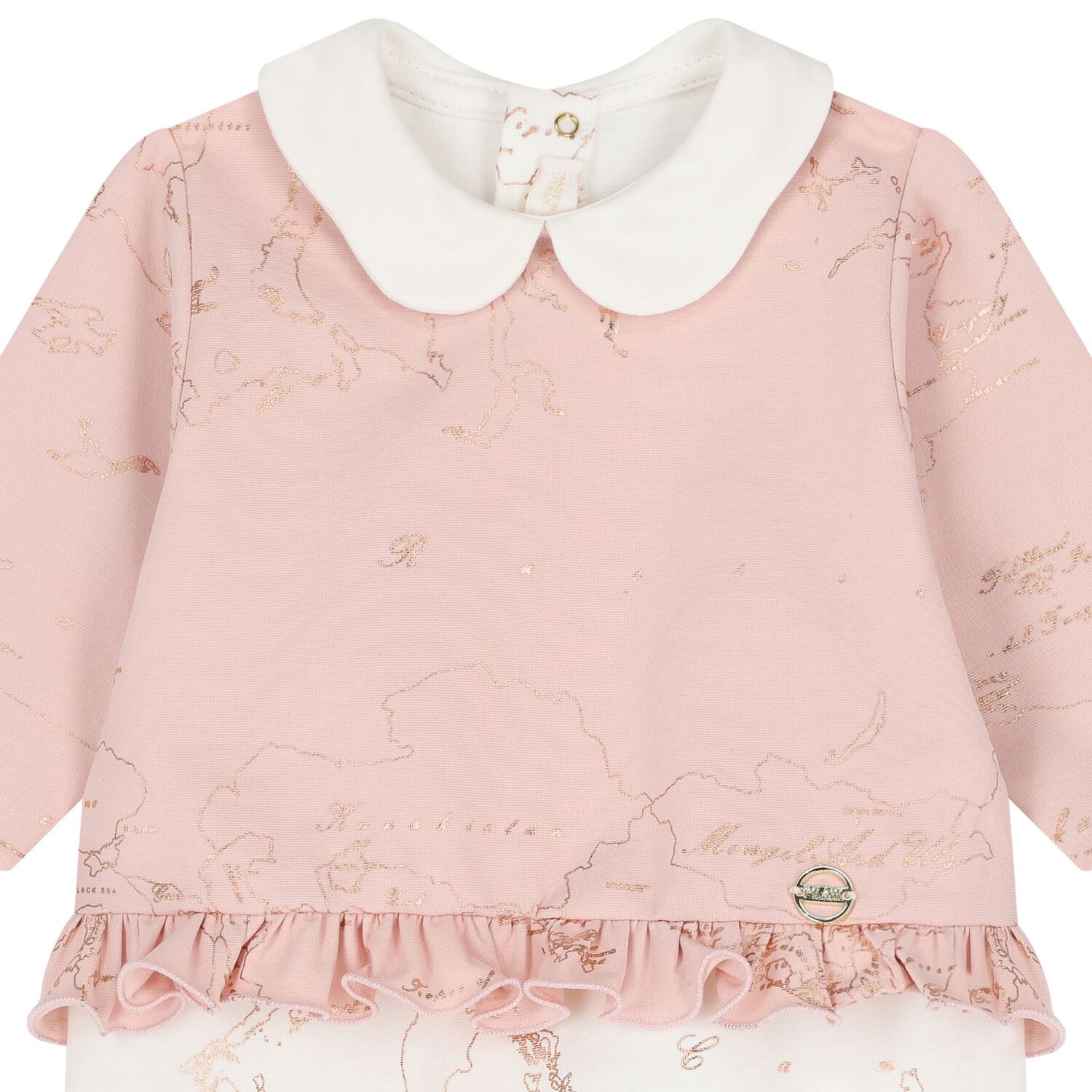 Baby Girls Pink & Ivory Geo Map Babygrow, 1, hi-res