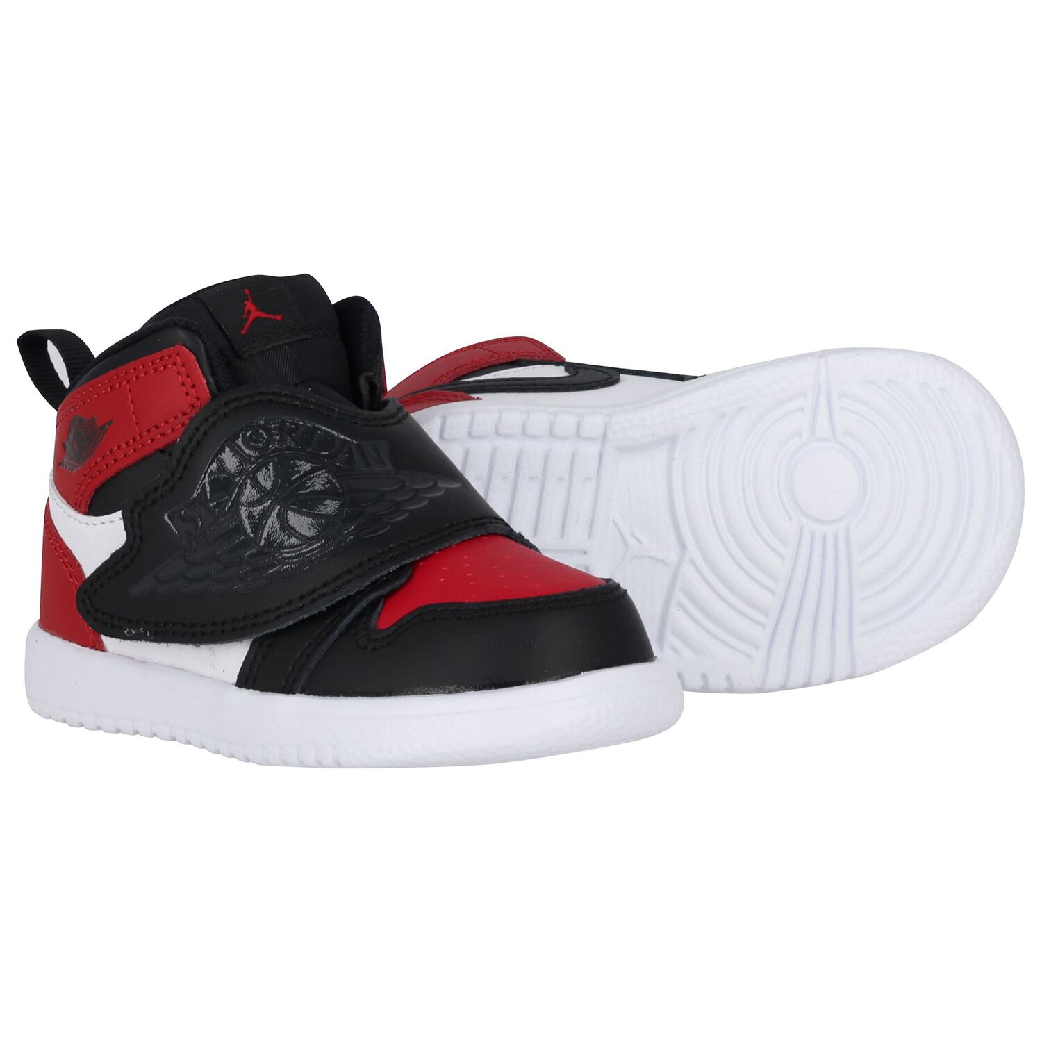 Black, Red & White Sky Jordan 1 Trainers, 2, hi-res