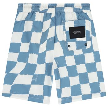 Boys Blue & White Checkerboard Swim Shorts 