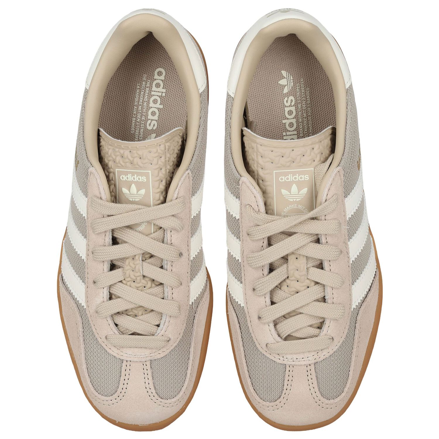 Beige & White Gazelle Trainers , 1, hi-res