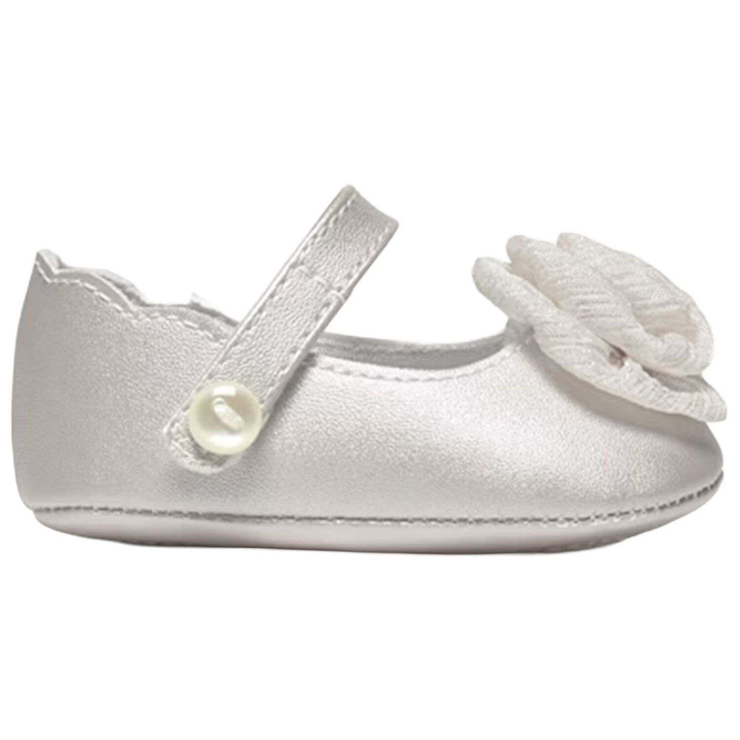 Baby Girls Gold Flower Pre Walker Shoes, 4, hi-res