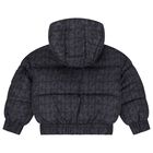 Black & Grey Logo Puffer Jacket, 1, hi-res