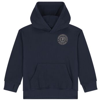 Boys Navy Blue Logo Hooded Top