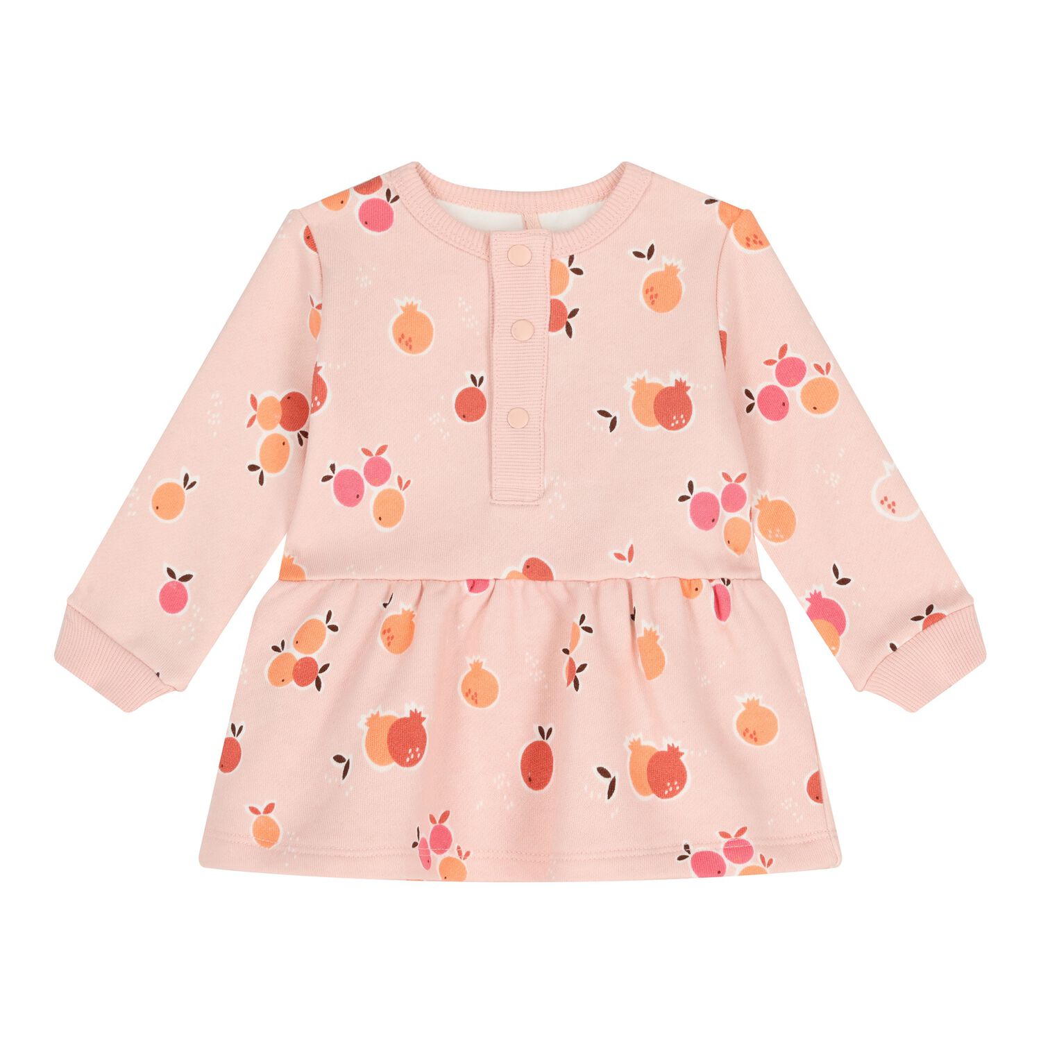 Baby Girls Pink Fruits Dress, 1, hi-res