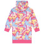 Girls Multi-Coloured Logo Hooded Dress, 2, hi-res