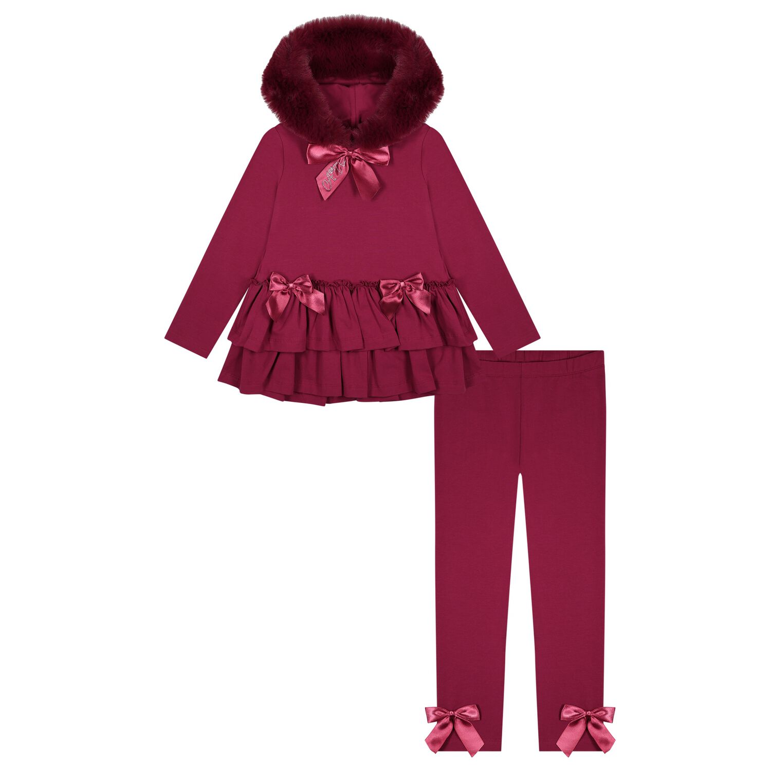 Girls Burgundy Leggings Set, 1, hi-res