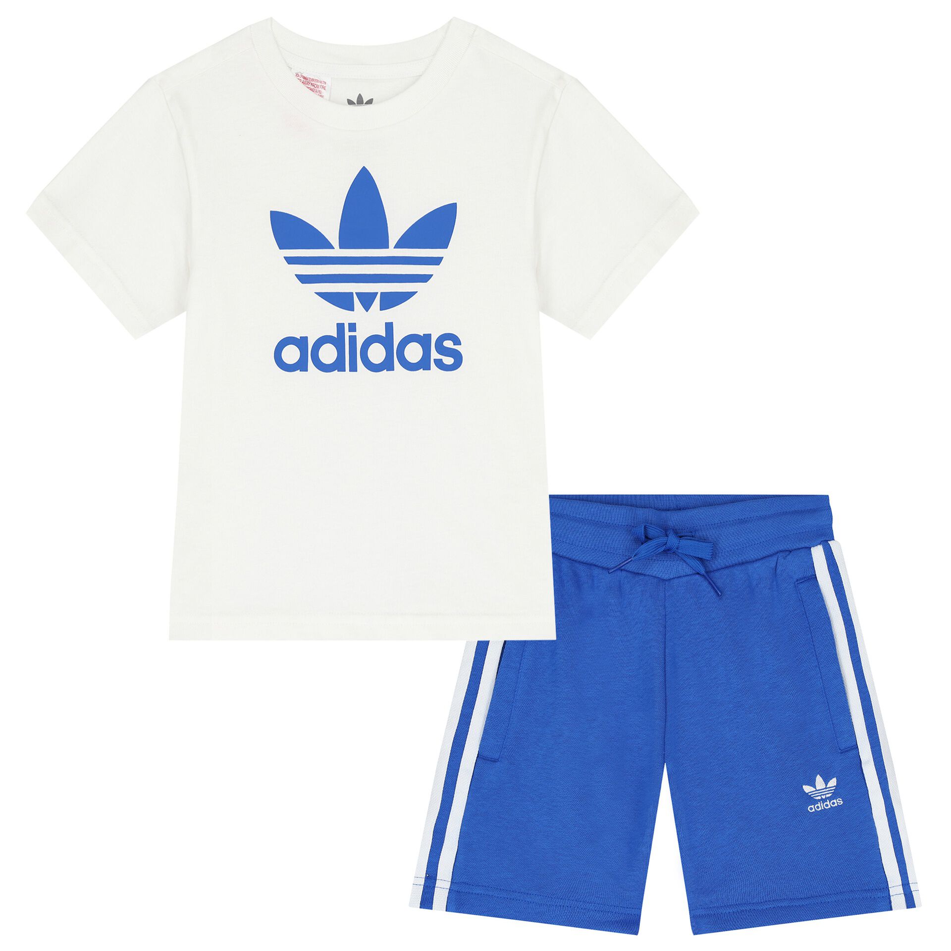 Adidas Kids White Blue Logo Shorts Set Junior Couture UAE