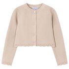 Girls Beige Knitted Cardigan, 3, hi-res