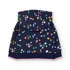 Girls Navy Blue & Pink Hooded Zip Up Top, 1, hi-res