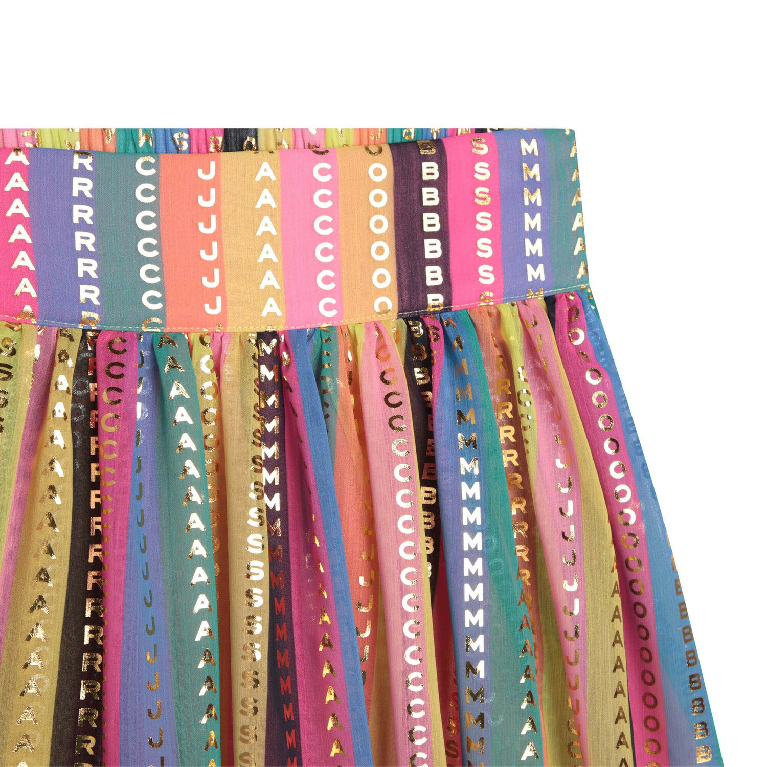 تنورة بطيات بالشعار باللون الذهبي و الودري للبنات, 1, hi-res