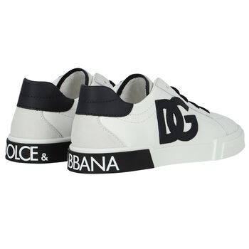 White & Black Logo Trainers