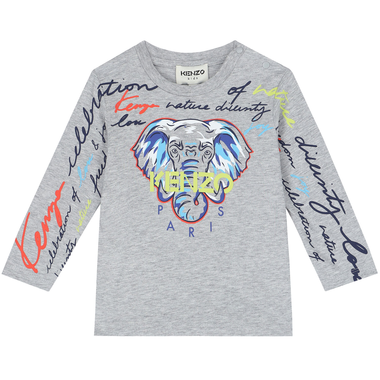 تيشيرت بشعار الفيل باللون الرمادي للأولاد , 1, hi-res
