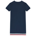 Girls Navy Blue Teddy Bear Logo Dress, 2, hi-res