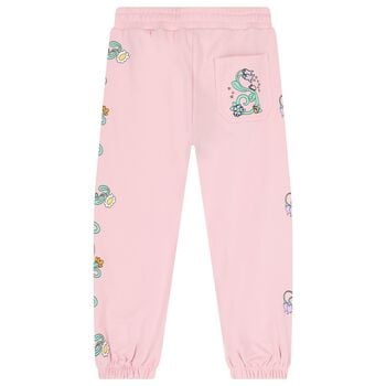 Girls Pink Floral Joggers 