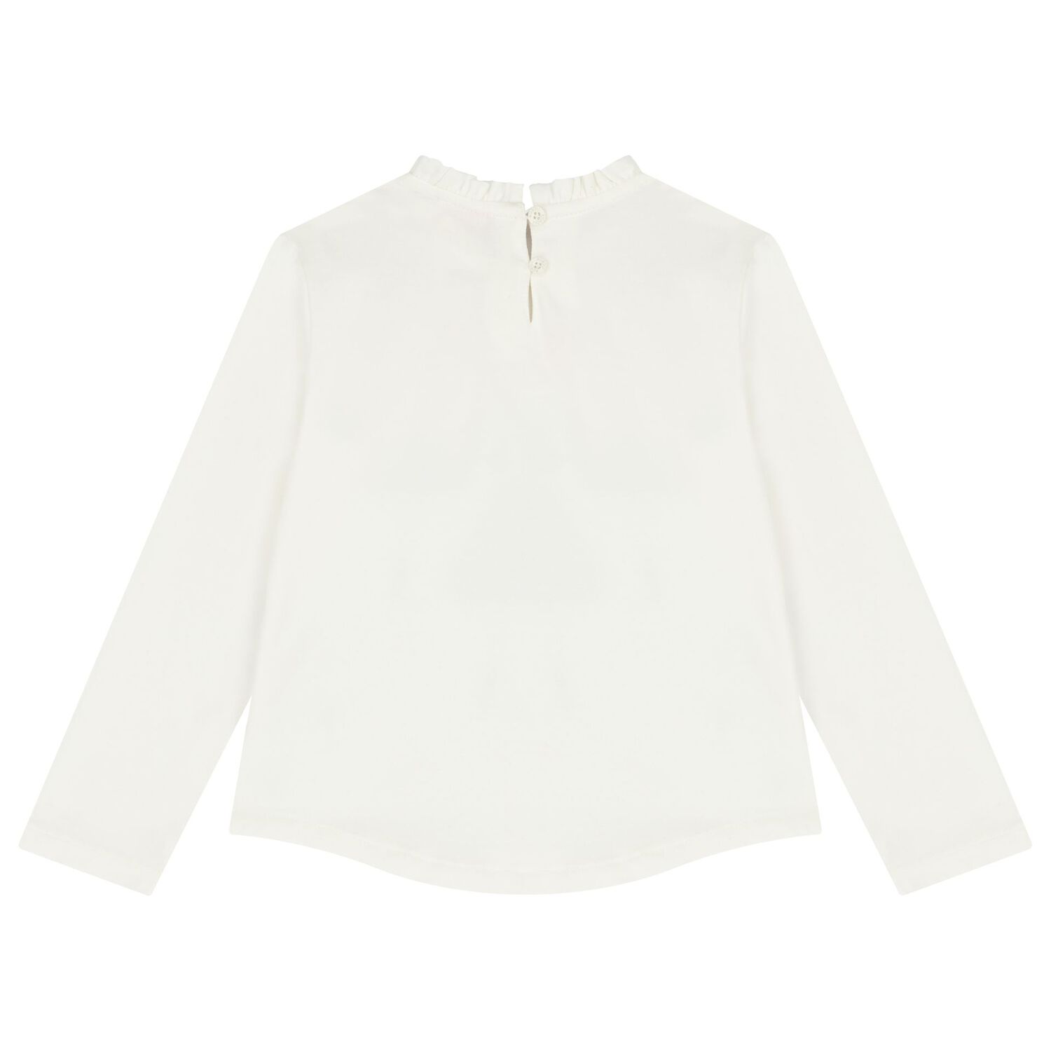 Girls Ivory Ruffled Long Sleeve Top , 1, hi-res