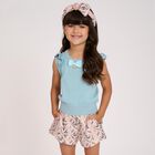Girls Aqua Bow Knitted Sleeveless Top, 1, hi-res