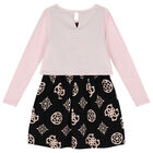 فستان بنات بالشعار باللون الوردى والاسود, 1, hi-res