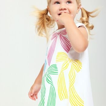 Girls White Bow Dress