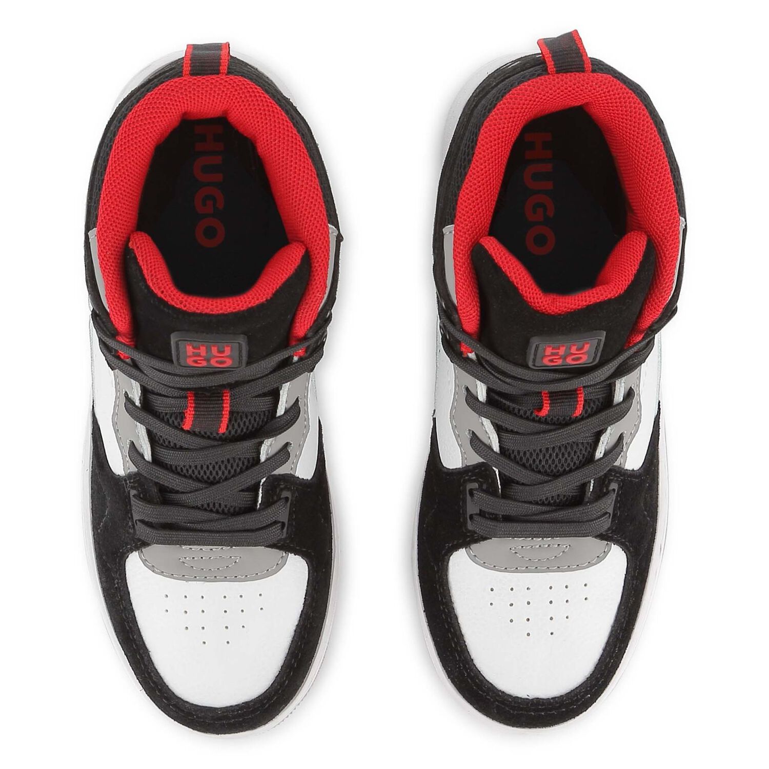 Boys Black & White Logo Trainers, 1, hi-res