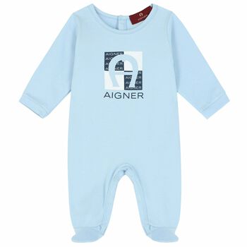 Baby Boys Blue Logo Babygrow