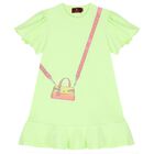 Girls Green Logo Bag Dress, 3, hi-res