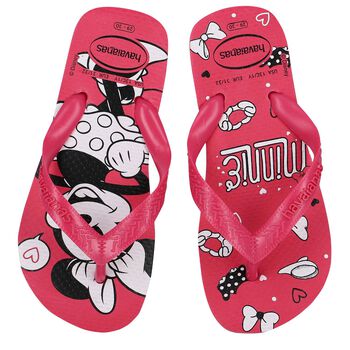 Girls Pink Disney Logo Flip Flops