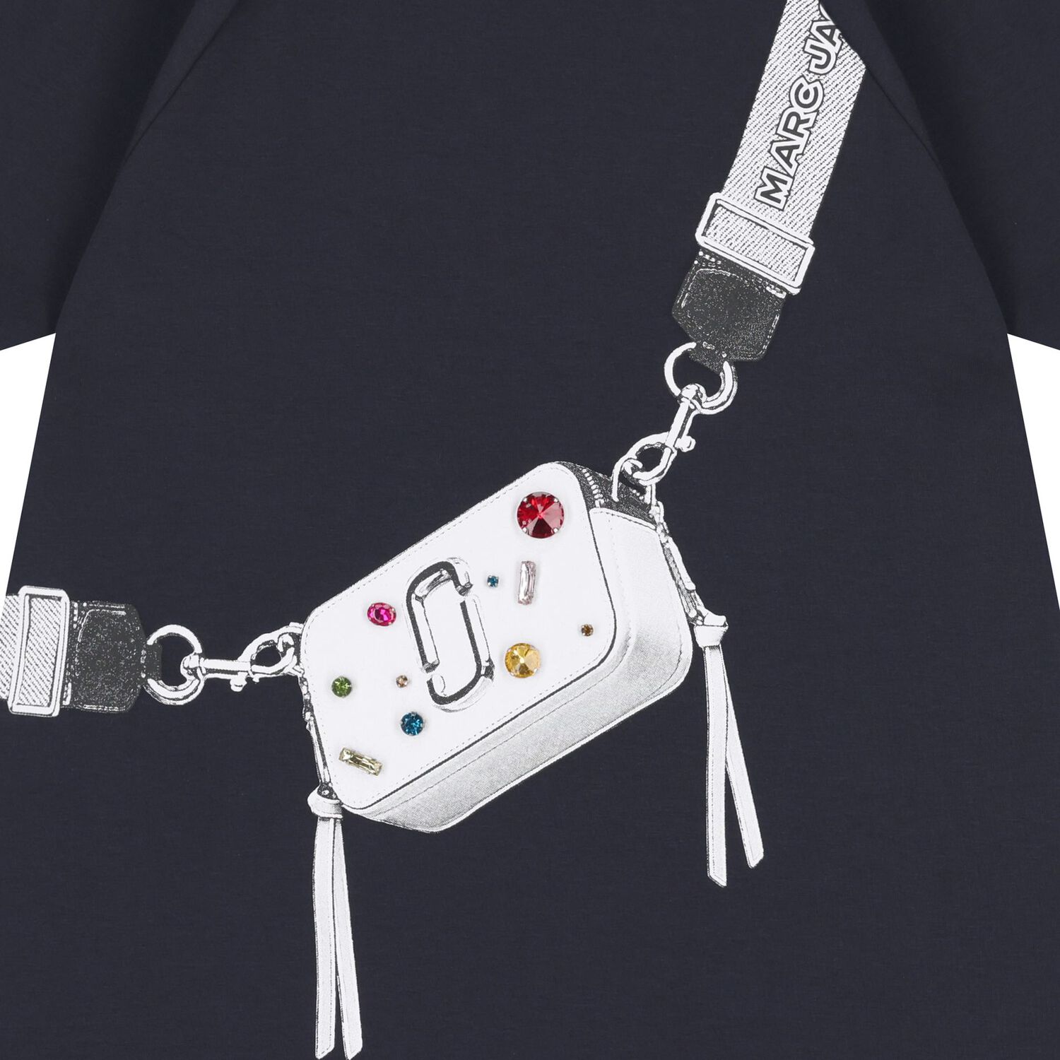 فستان بناتي أزرق داكن بشعار حقيبة, 1, hi-res