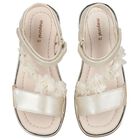 صندل للبنات من المعدن مزين بالزهور باللون الذهبي, 1, hi-res