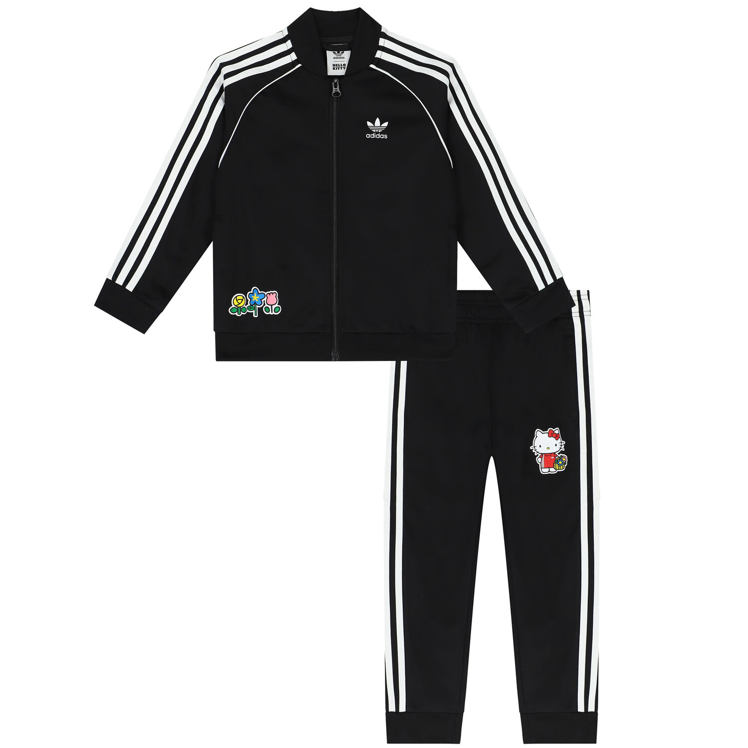 Girls Black Hello Kitty Tracksuit, 1, hi-res
