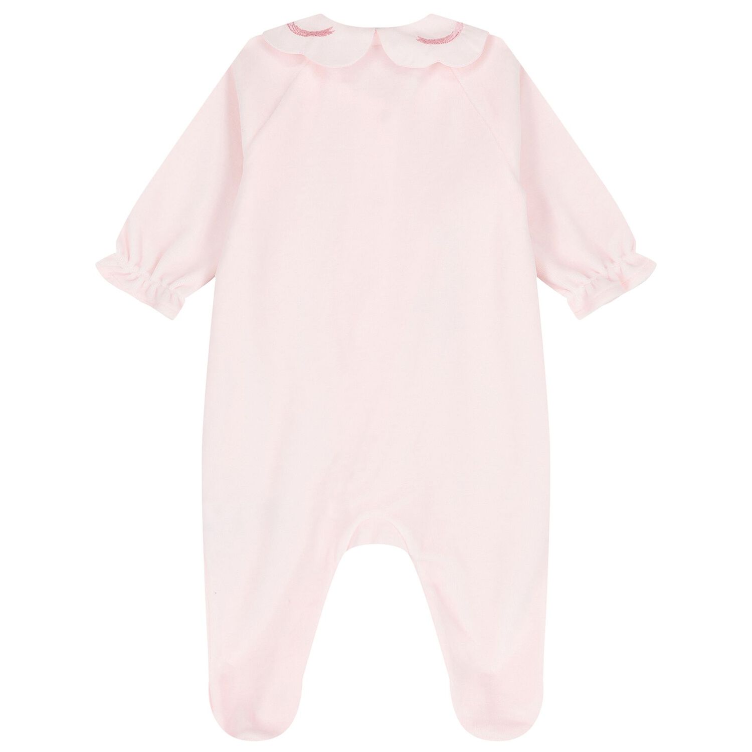 Baby Girls Pink Bow Velour Babygrow, 2, hi-res