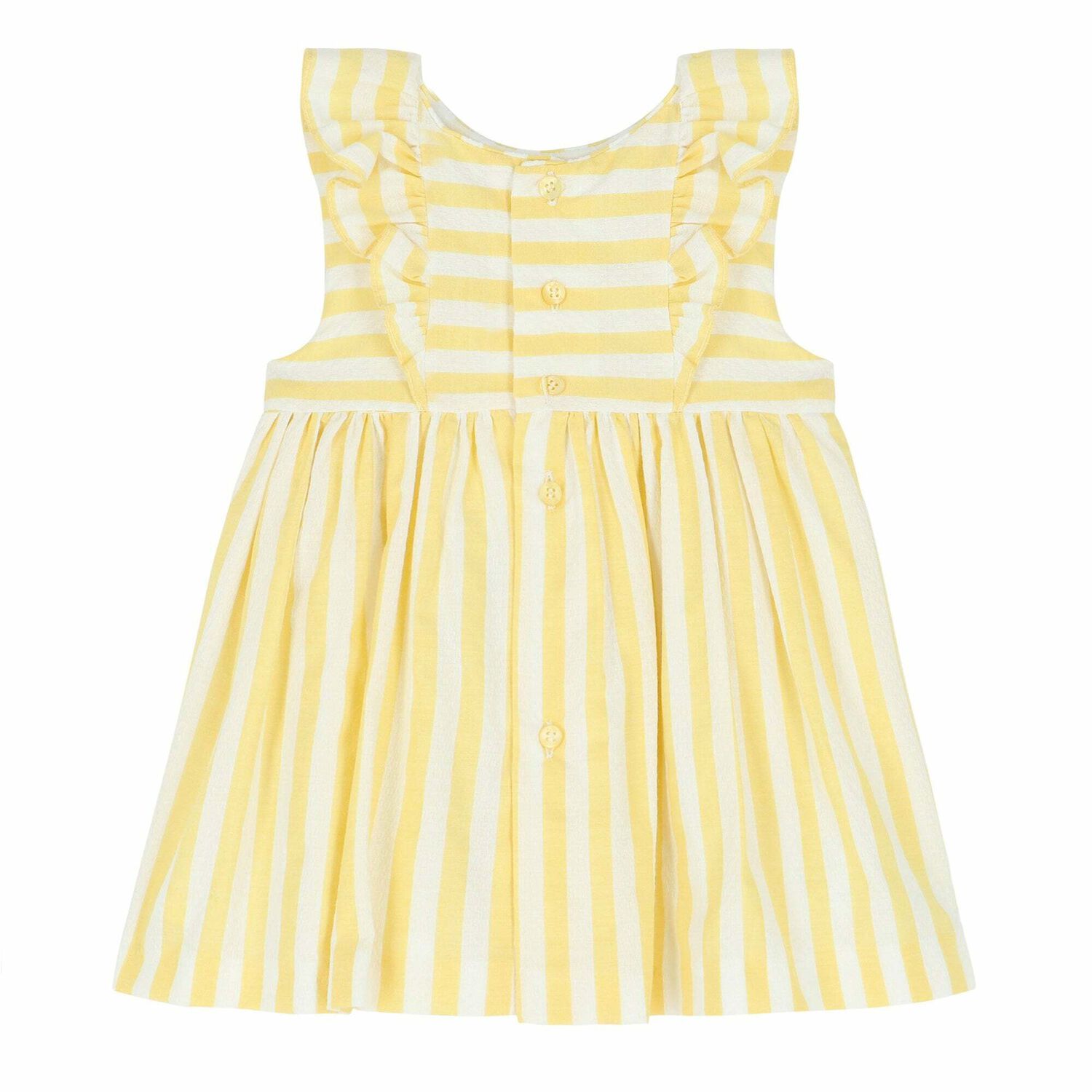 Girls White & Yellow Striped Dress, 1, hi-res image number null