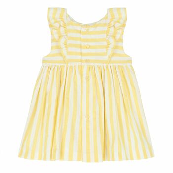 Girls White & Yellow Striped Dress, 1 Girls White & Yellow Striped Dress
