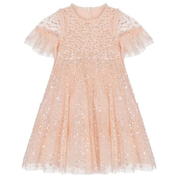 Girls Pink Sequin Tulle Dress