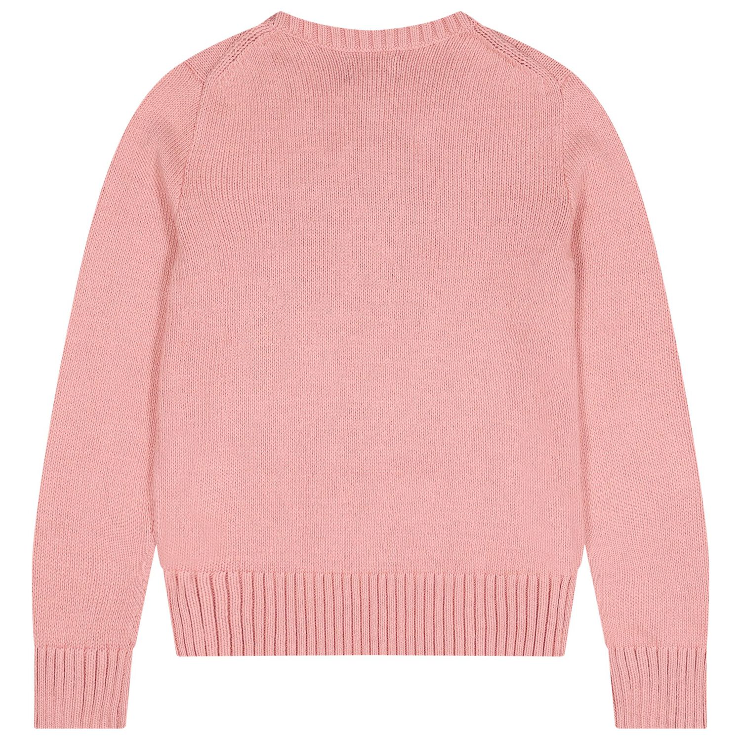 Girls Pink Polo Bear Logo Knitted Sweatshirt, 1, hi-res